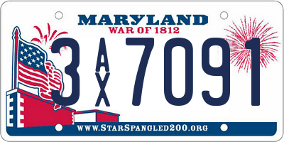 MD license plate 3AX7091