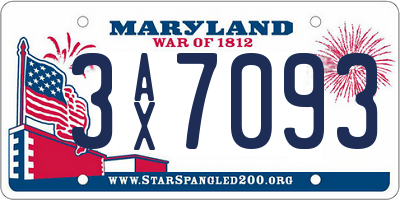 MD license plate 3AX7093