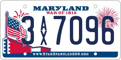 MD license plate 3AX7096