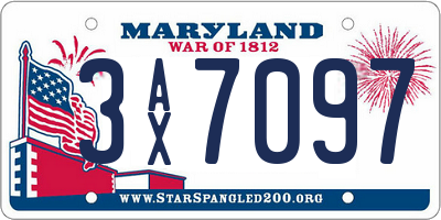 MD license plate 3AX7097