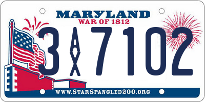 MD license plate 3AX7102