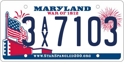 MD license plate 3AX7103