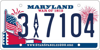 MD license plate 3AX7104