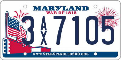 MD license plate 3AX7105