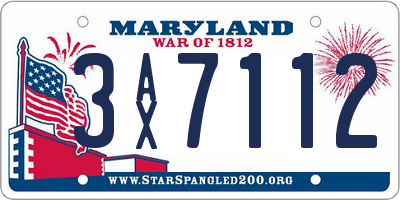 MD license plate 3AX7112