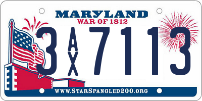 MD license plate 3AX7113