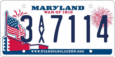 MD license plate 3AX7114