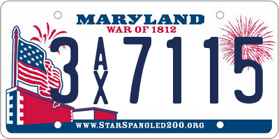 MD license plate 3AX7115