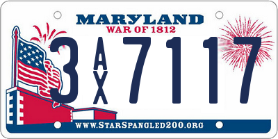 MD license plate 3AX7117