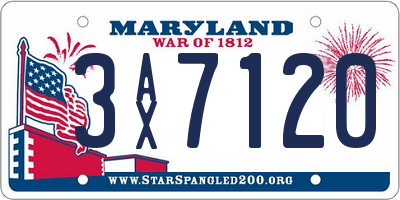 MD license plate 3AX7120