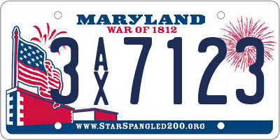 MD license plate 3AX7123