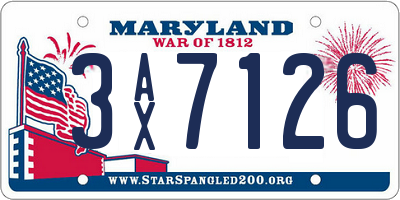 MD license plate 3AX7126