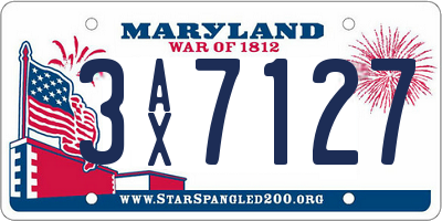 MD license plate 3AX7127
