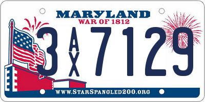 MD license plate 3AX7129