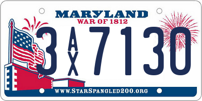 MD license plate 3AX7130