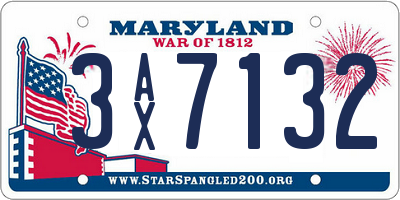 MD license plate 3AX7132