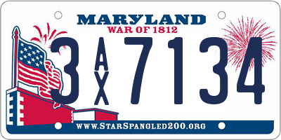 MD license plate 3AX7134