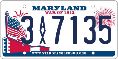 MD license plate 3AX7135