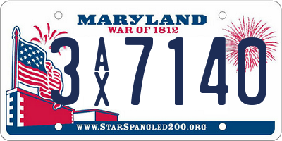 MD license plate 3AX7140