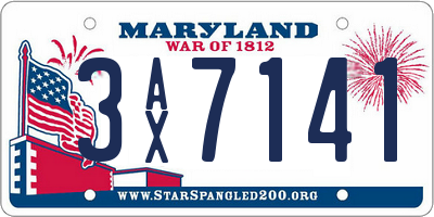 MD license plate 3AX7141