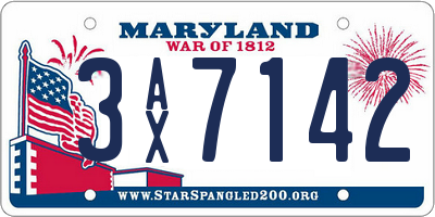 MD license plate 3AX7142