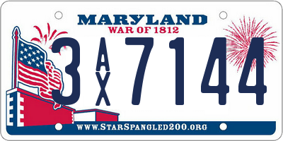 MD license plate 3AX7144