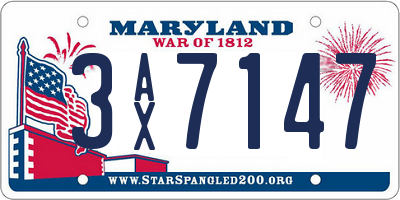 MD license plate 3AX7147
