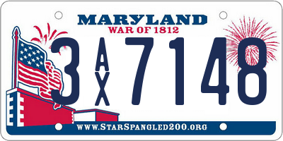 MD license plate 3AX7148