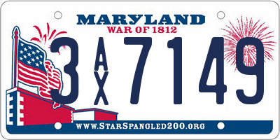 MD license plate 3AX7149