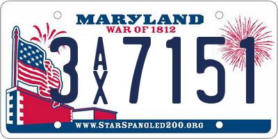 MD license plate 3AX7151