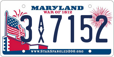 MD license plate 3AX7152
