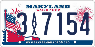MD license plate 3AX7154