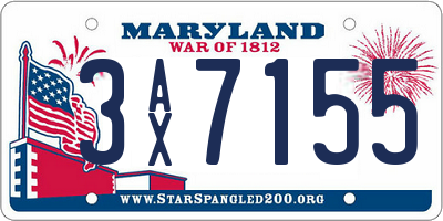 MD license plate 3AX7155
