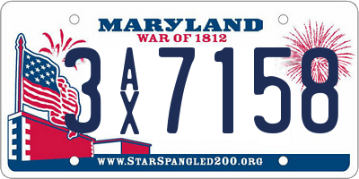 MD license plate 3AX7158