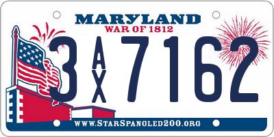 MD license plate 3AX7162