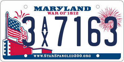 MD license plate 3AX7163