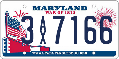 MD license plate 3AX7166