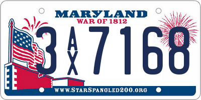 MD license plate 3AX7168