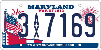 MD license plate 3AX7169