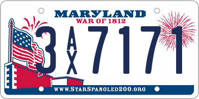 MD license plate 3AX7171