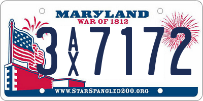 MD license plate 3AX7172