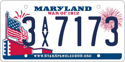 MD license plate 3AX7173
