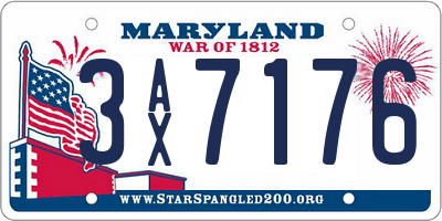 MD license plate 3AX7176