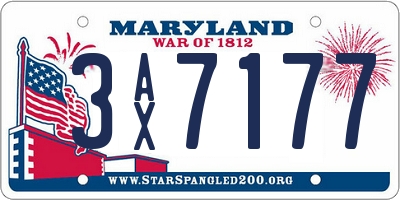 MD license plate 3AX7177