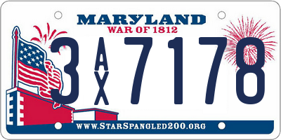 MD license plate 3AX7178
