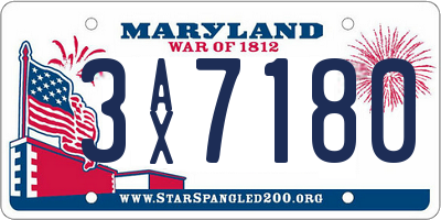 MD license plate 3AX7180