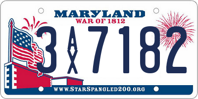 MD license plate 3AX7182