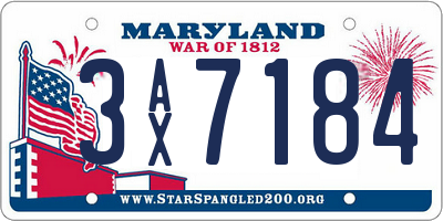MD license plate 3AX7184