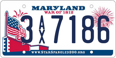 MD license plate 3AX7186