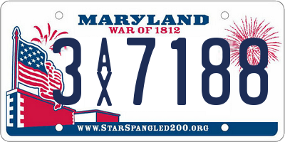 MD license plate 3AX7188